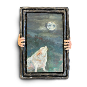 Dasha Bazanova Howling Chihuahua, 2024 Oil paint on wood in ceramic frame